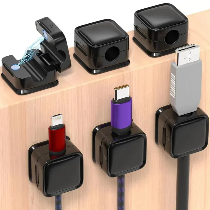 6PCS Magnetic Cable Clips Cable Smooth Adjustable Cord Holder under Desk Cable Management Wire Keeper Cable Organizer Holder