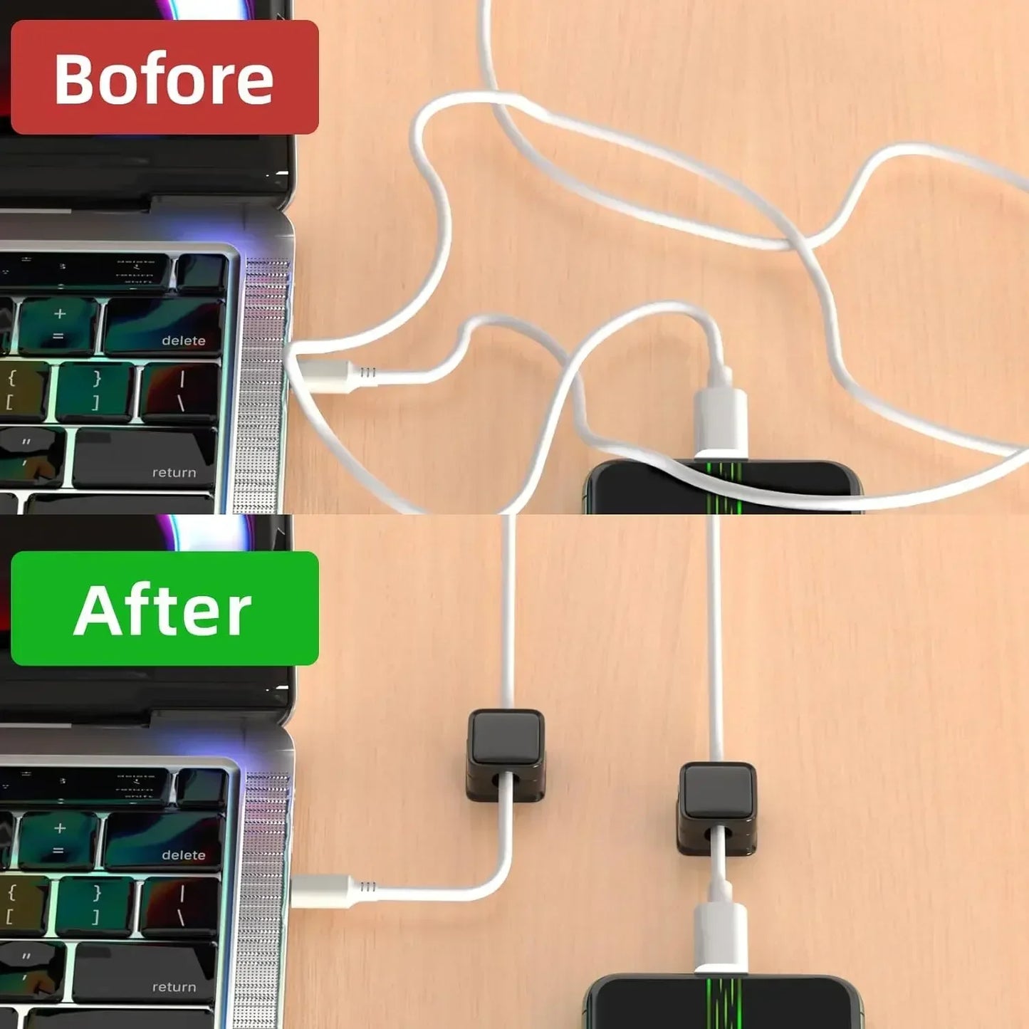 6PCS Magnetic Cable Clips Cable Smooth Adjustable Cord Holder under Desk Cable Management Wire Keeper Cable Organizer Holder